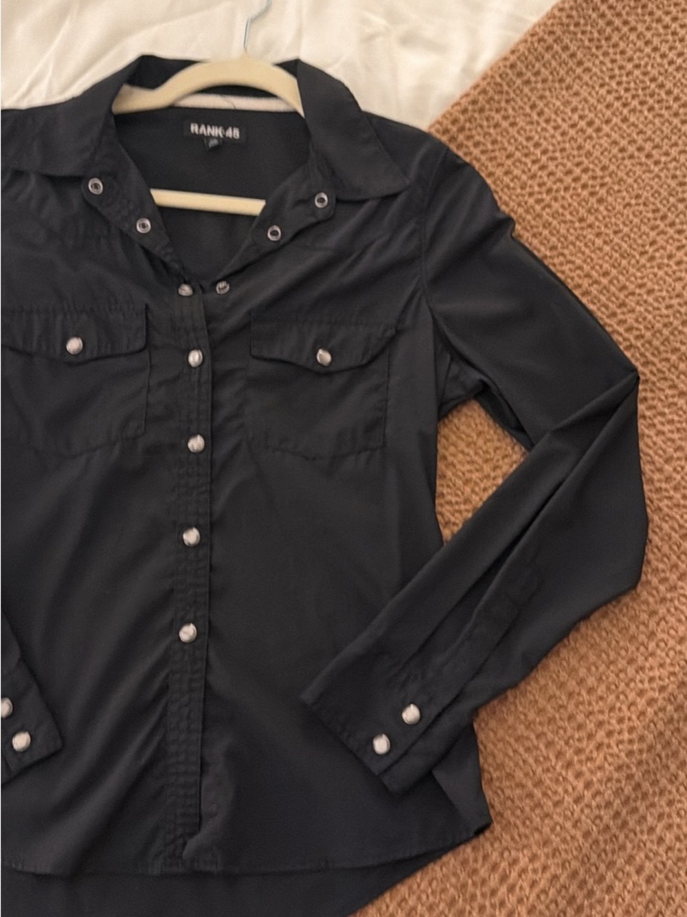 RANK·45 Black Button-Front Shirt